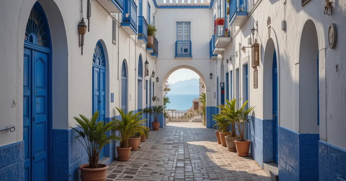 Tangier Kasbah architecture Moroccan medina blue white alleyways Strait of Gibraltar view cultural heritage
