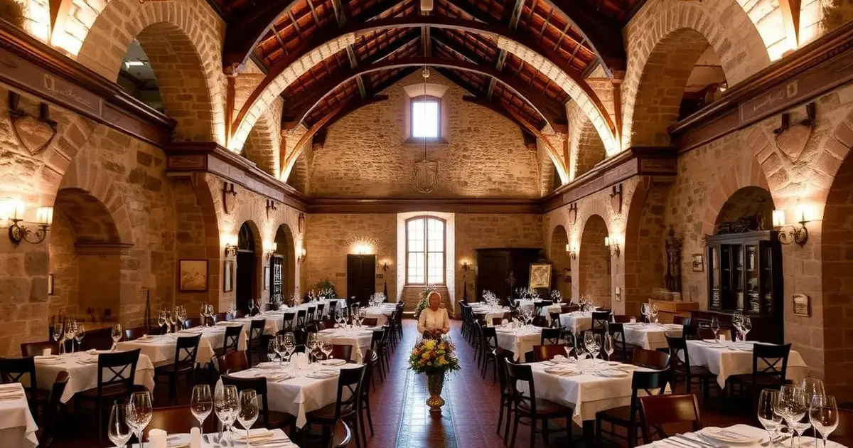 Portugal Pousada Mosteiro Alcobaça monastery refectory restaurant vaulted ceiling culinary heritage historic dining