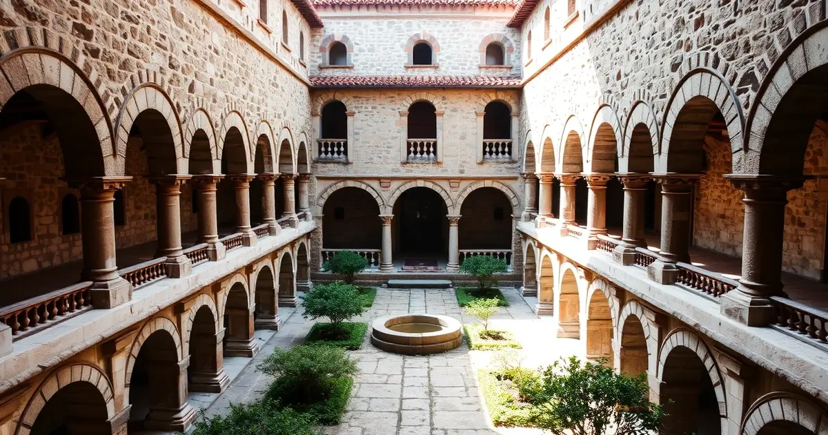 Portugal Pousada Mosteiro Amares monastery cloister stone arches heritage hotel conservation historic architecture