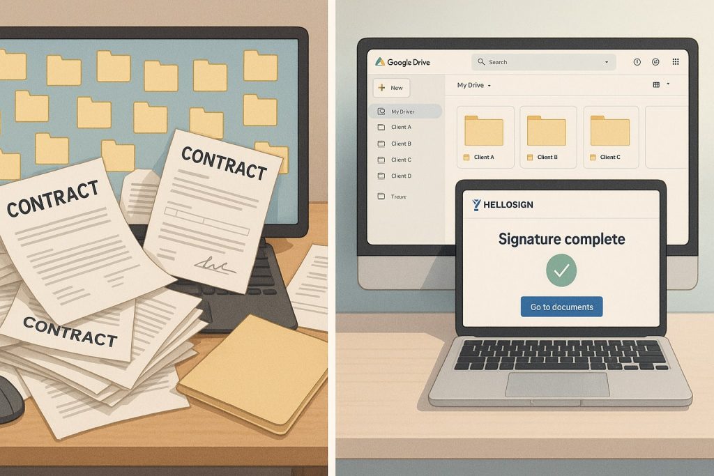 Comparison of manual contract handling and automated workflow