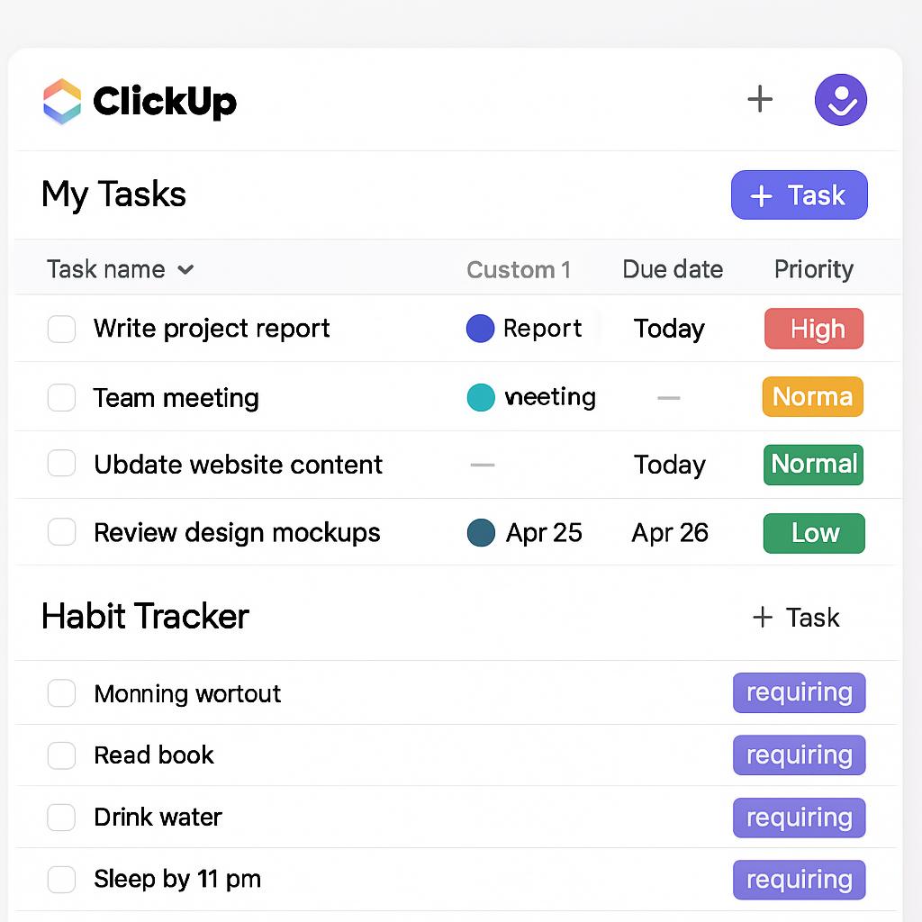 Manage tasks and habits seamlessly using ClickUp features