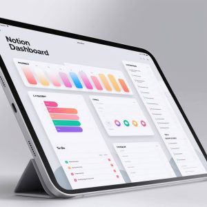 Notion digital planner dashboard with checklists and progress trackers