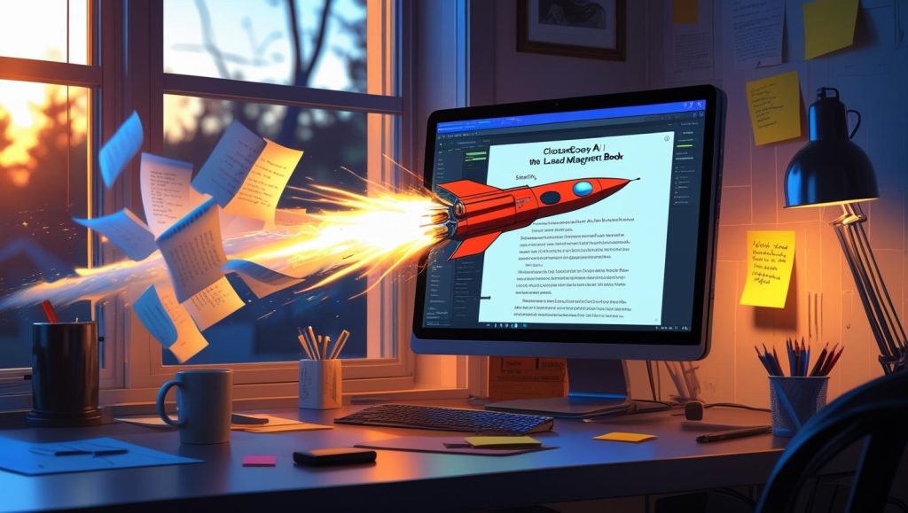 ClosersCopy generating a lead‑magnet eBook that blasts off like a rocket